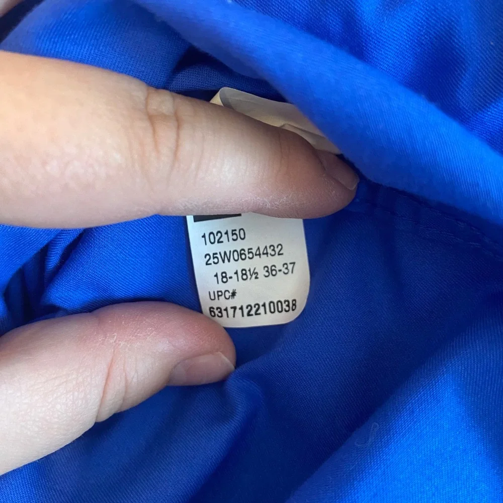 Chaps Classic Fit Twill Wrinkle Free Dress Shirt Blue Men Size 18-18.5 36-37